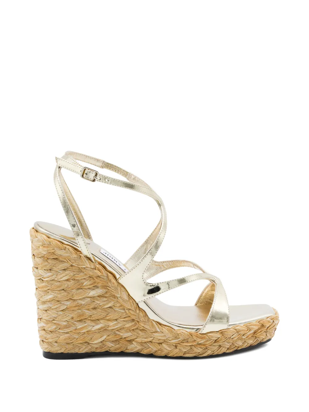Jimmy Choo Ayla espadrilles met metallic bandjes en hak Goud