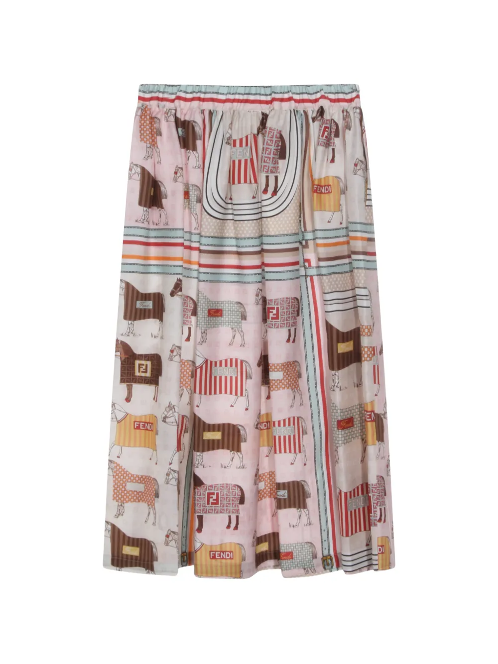 Fendi Kids Gestreepte rok met paardenprint Roze