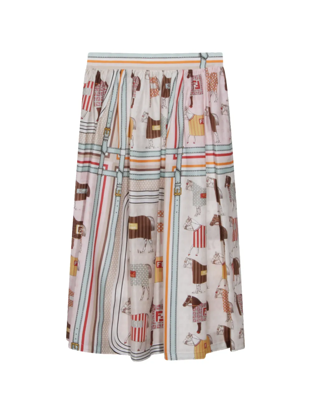 Fendi Kids horse-print striped skirt - Rosa