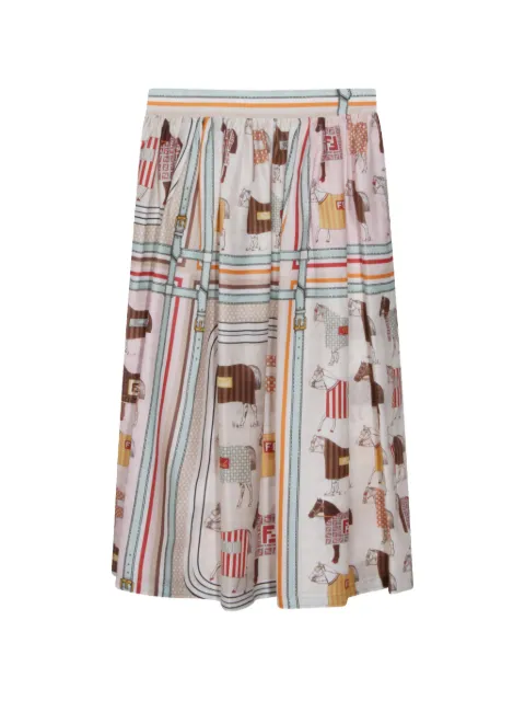 Fendi Kids horse-print striped skirt