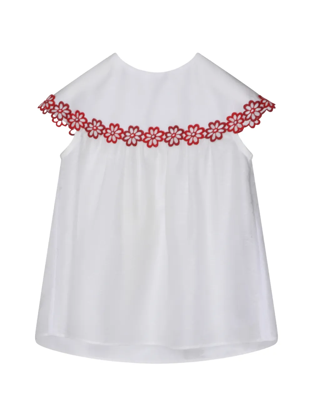 Gucci Babies' Floral-trim Blouse In White