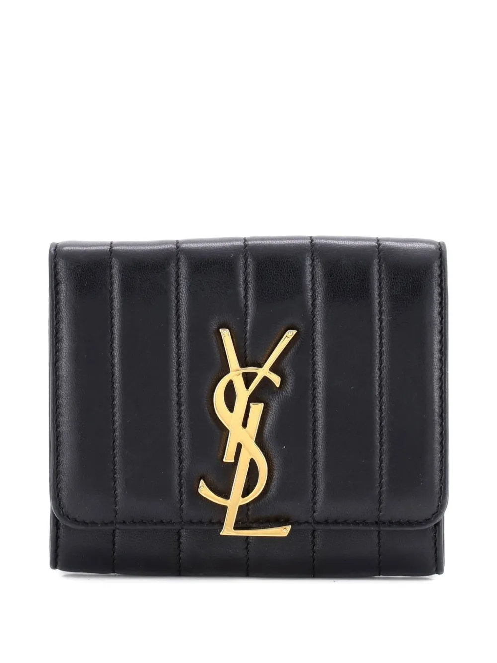 Saint Laurent Pre-Owned Vicky Flap Wallet Vertical Quilted Leather Compact small wallets - Nero