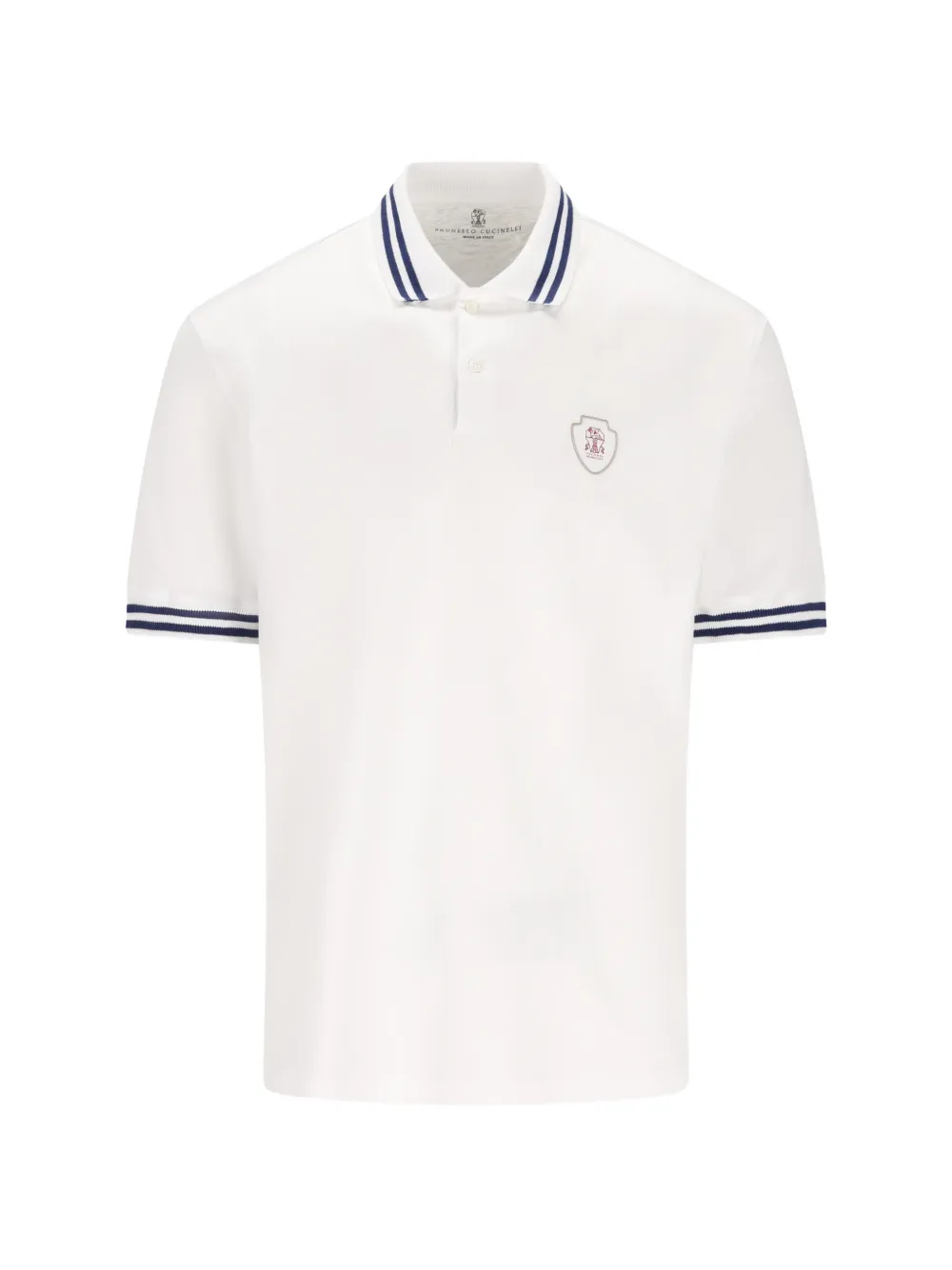Brunello Cucinelli striped-detail polo shirt - Bianco