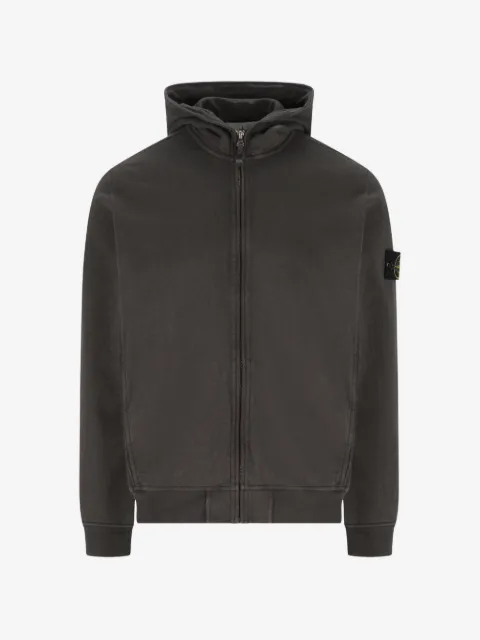 Stone Island 6100032 malfilé fleece old-effect regular-fit zip-up hooded sweatshirt with pockets
