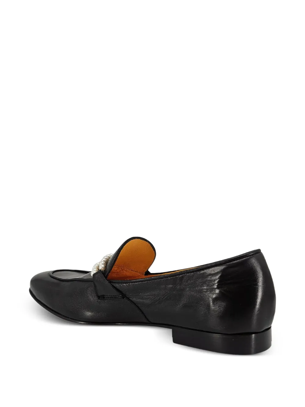 Madison.Maison Leren loafers met pareldetail Zwart