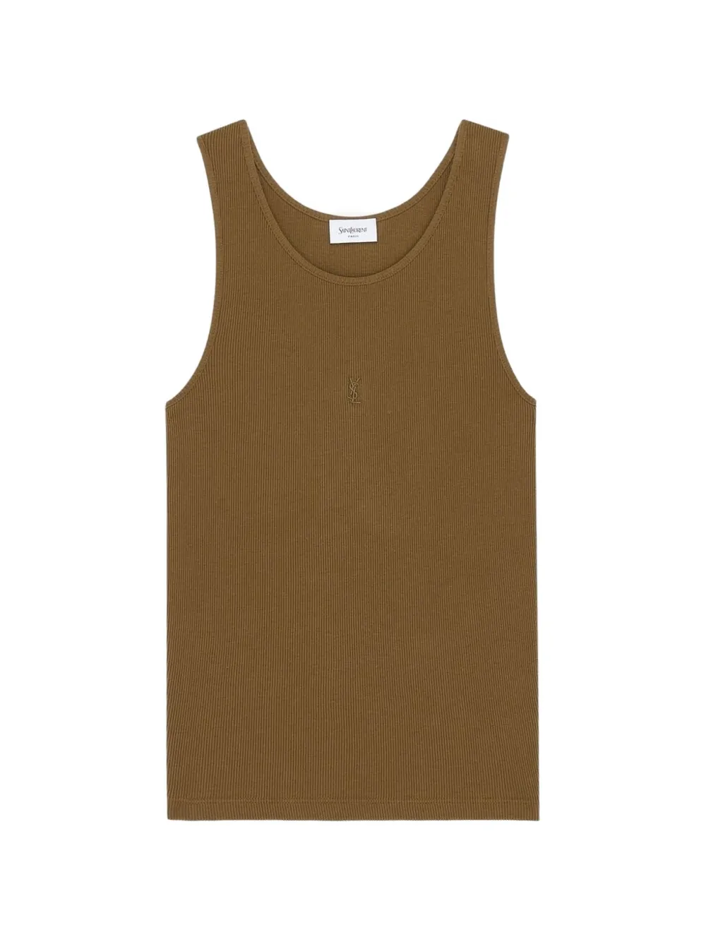 Saint Laurent Cassandre ribbed cotton tank top - Braun