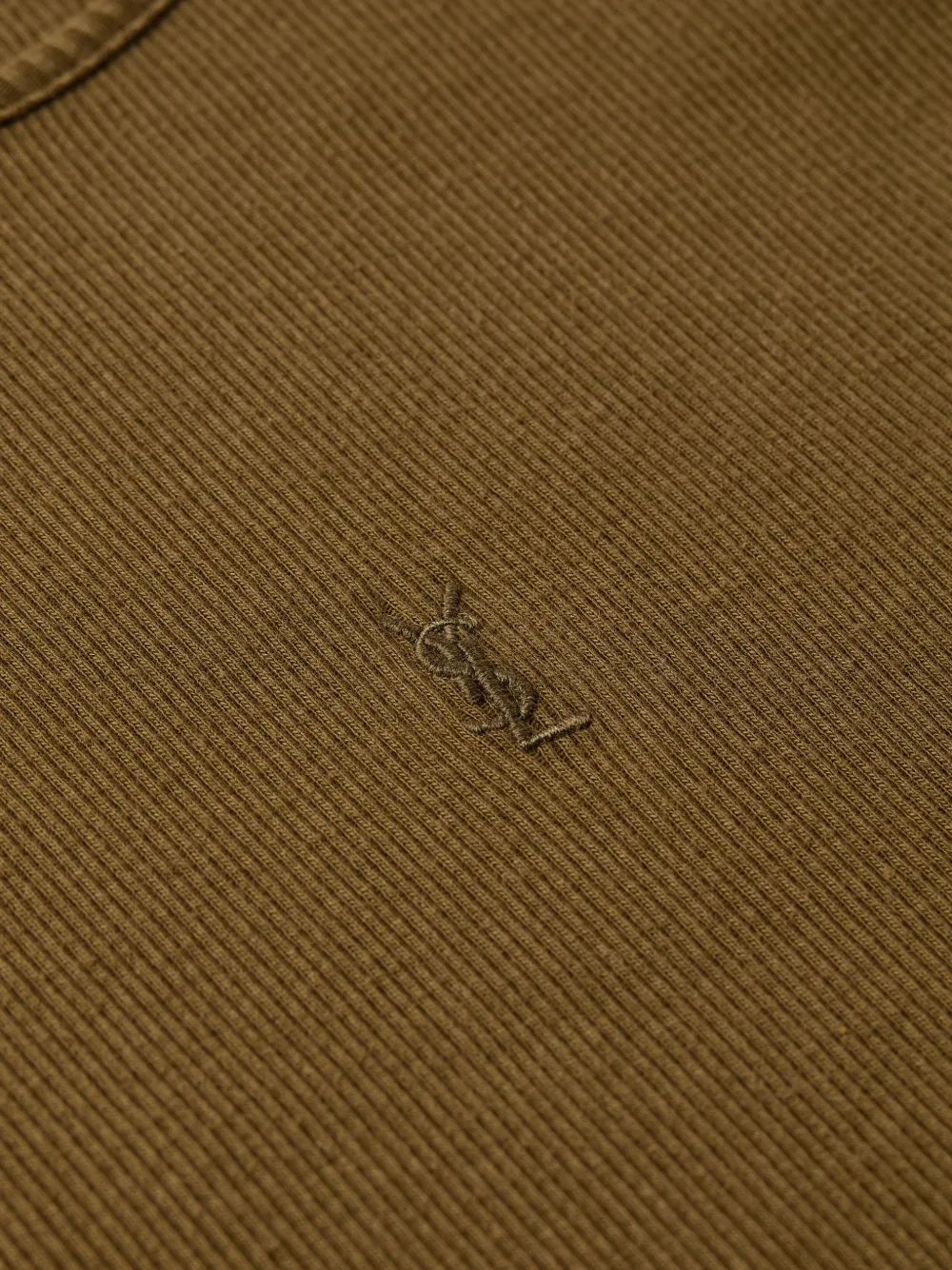 Saint Laurent Cassandre Tank Top in Ribbed Cotton Jersey in Brown, view 3