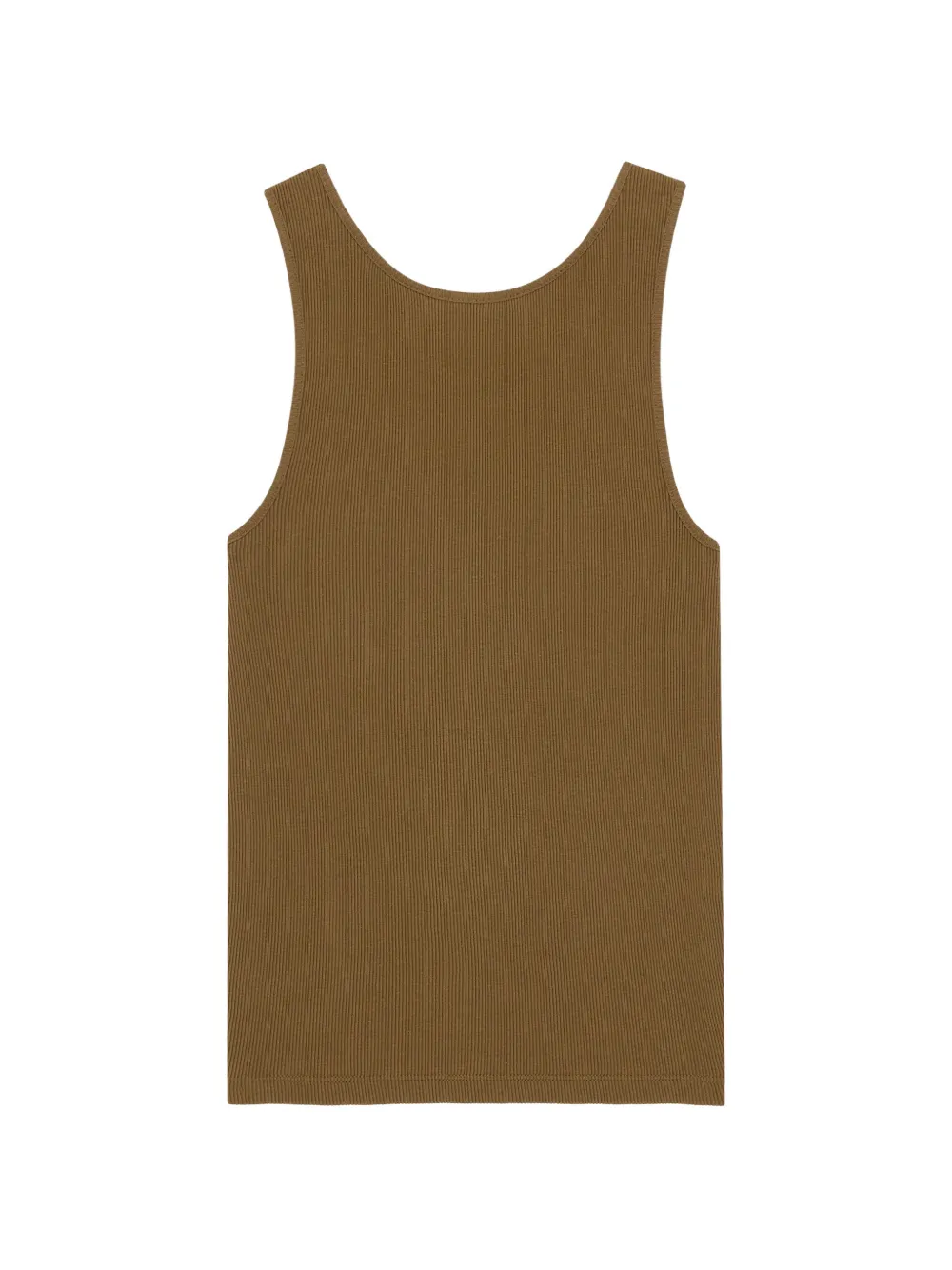 Saint Laurent Cassandre Tank Top in Ribbed Cotton Jersey in Brown, view 4