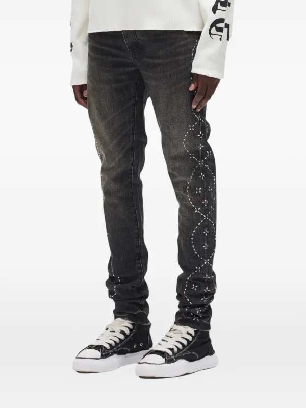 Purple Brand Skinny Twist Hotfix Skinny Jeans | Grey | FARFETCH