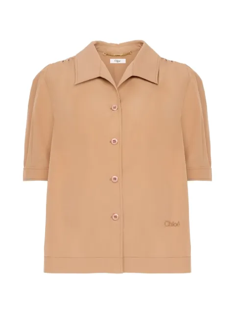 Chloé logo-embroidered gathered-sleeve shirt