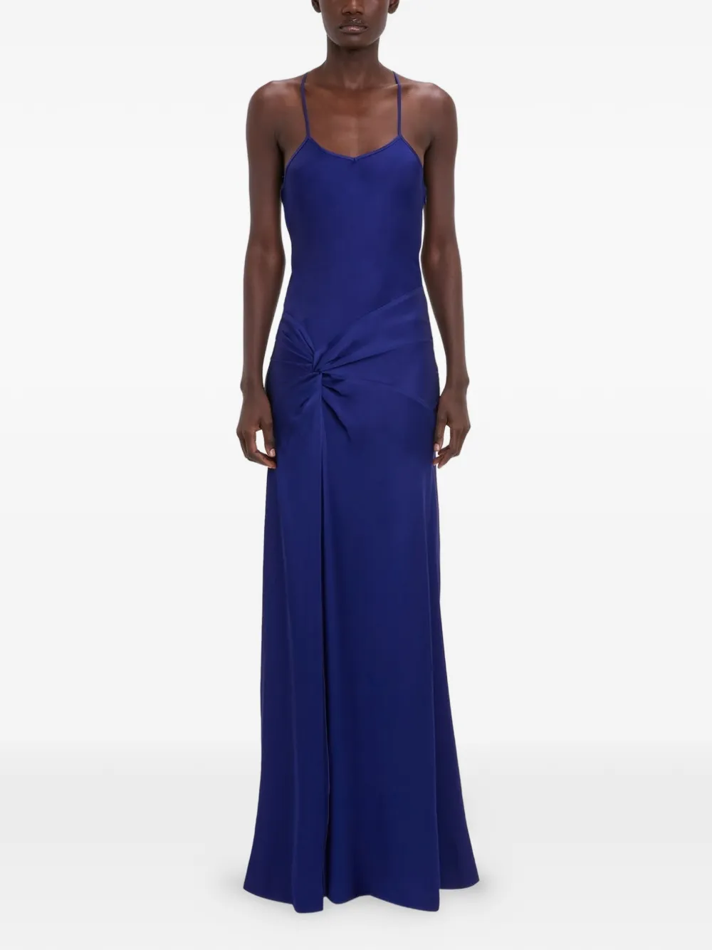 Victoria Beckham twist-detail satin dress - Blu