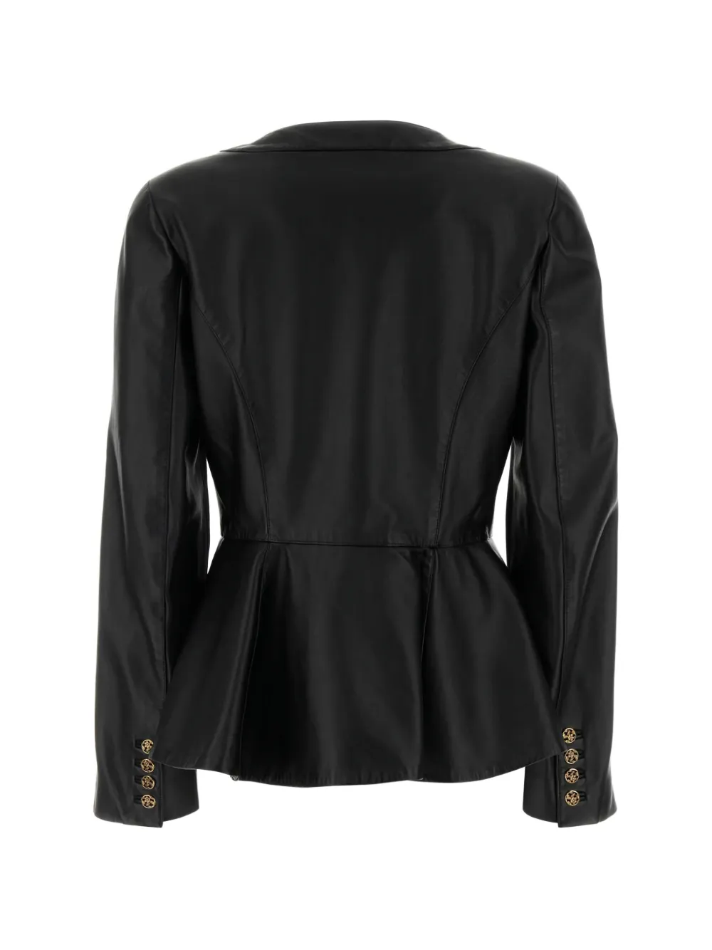  Chloé Chaqueta De Piel Con Botones Y Peplum - Negro 