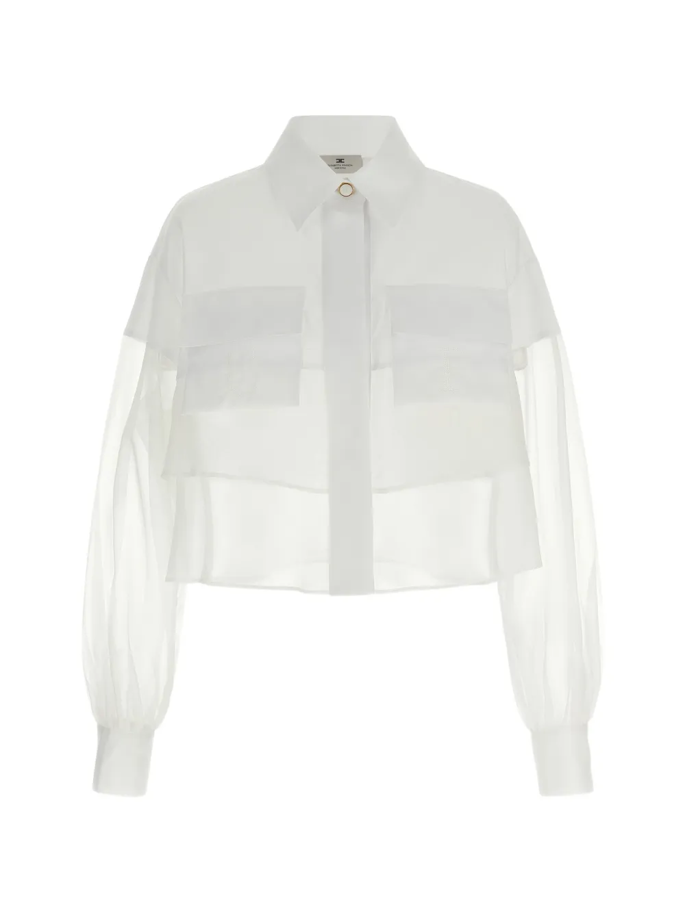 Elisabetta Franchi organza crochet-logo crop shirt - Bianco