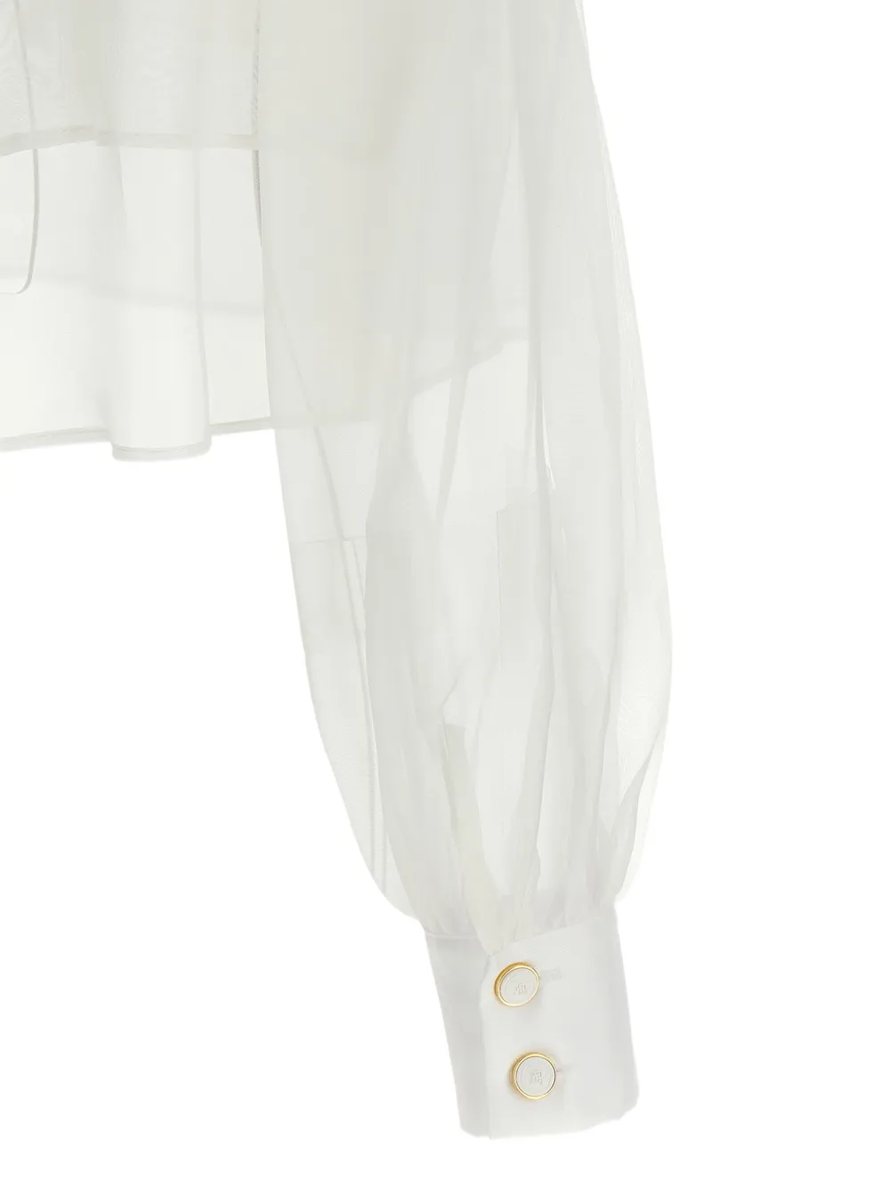 Elisabetta Franchi Organza cropped blouse met gehaakt logo Wit