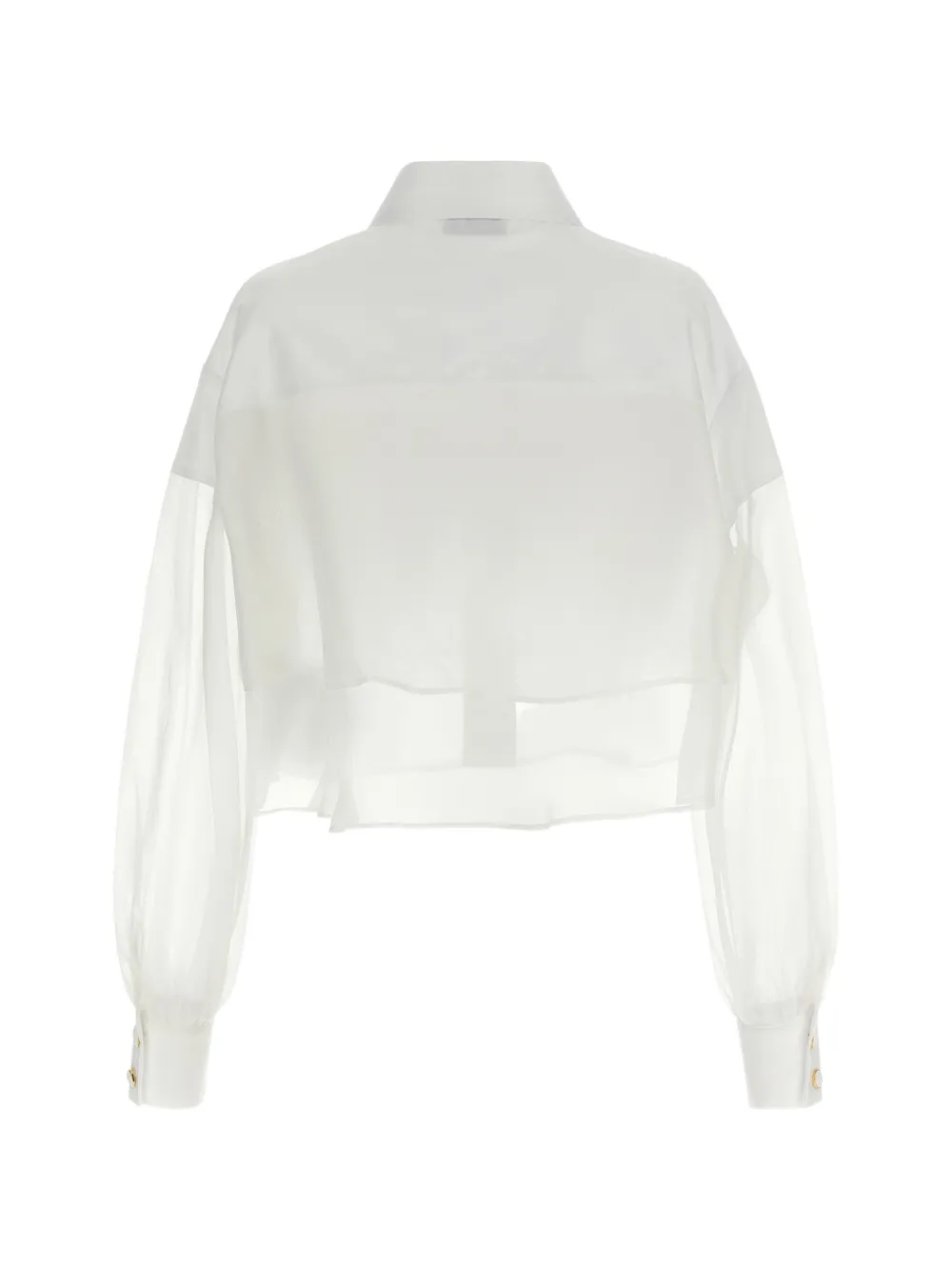 Elisabetta Franchi Organza cropped blouse met gehaakt logo Wit