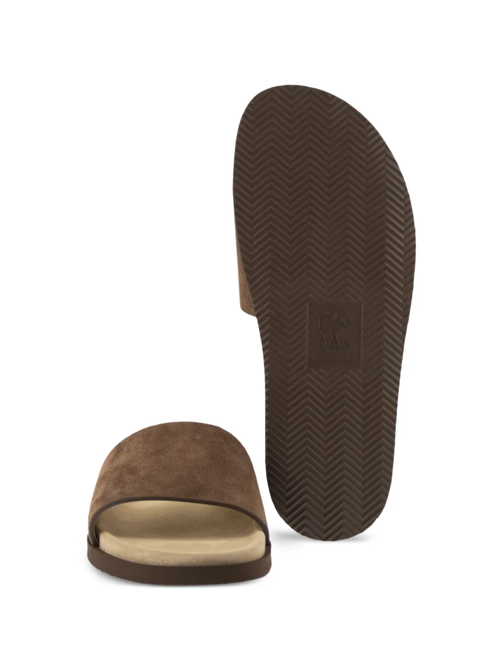 Suede-Strap Flat Sandals