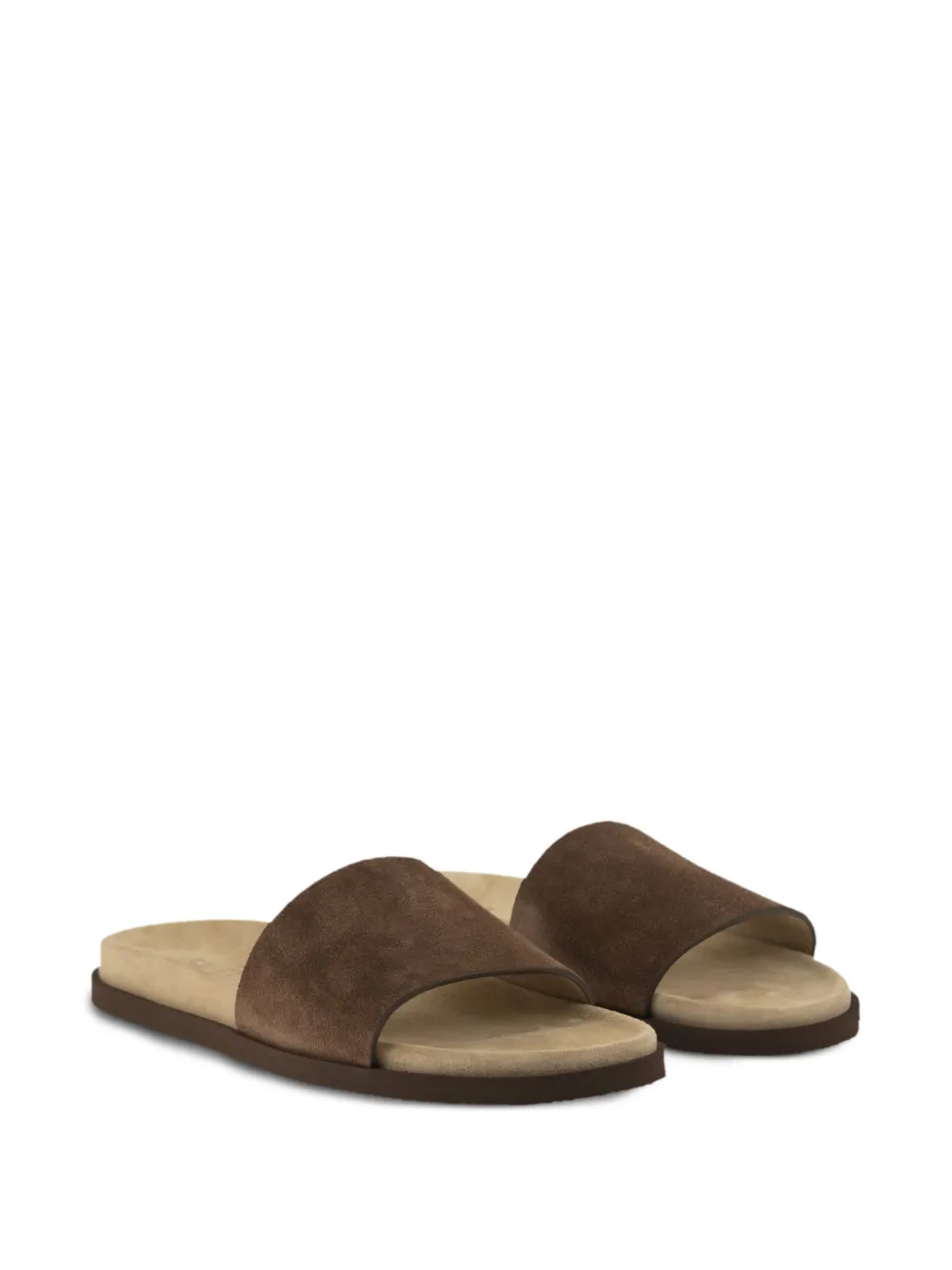 Suede-Strap Flat Sandals