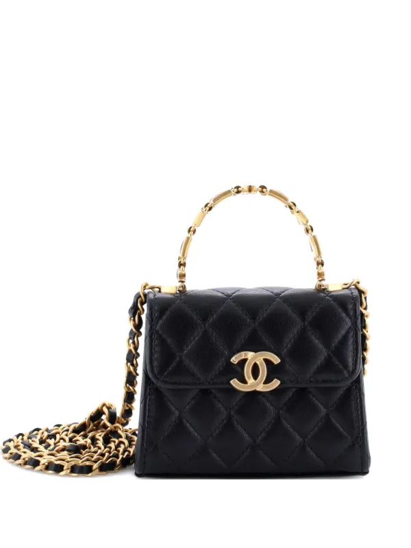 CHANEL Pre-Owned Coco Enamel Top Handle Flap Bag Quilted Lambskin