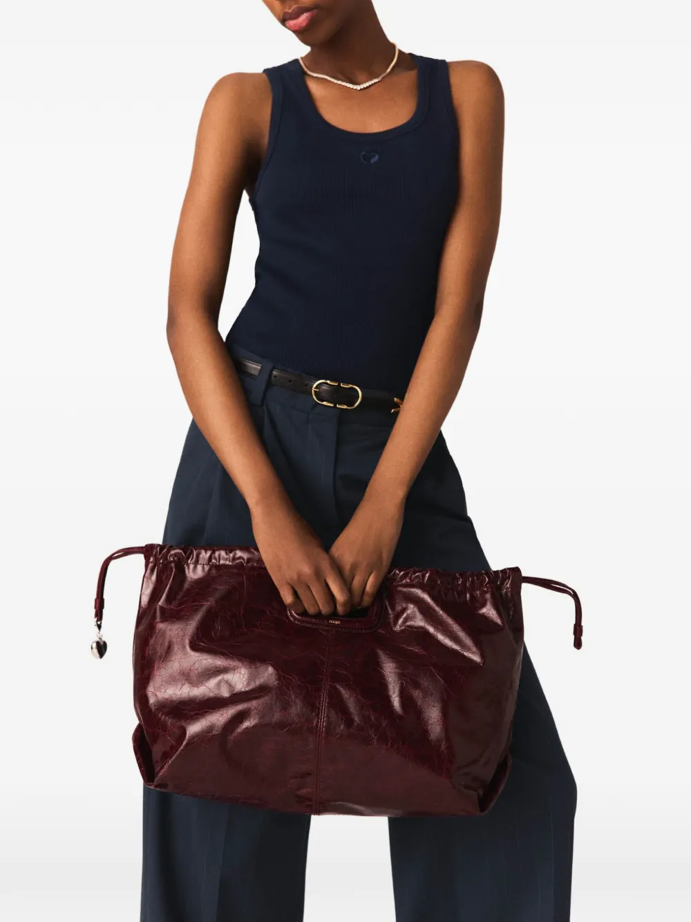 Maje M Tote leren shopper Rood