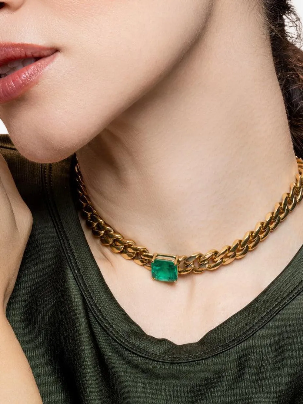 SHAY diamond emerald stud earrings - Oro