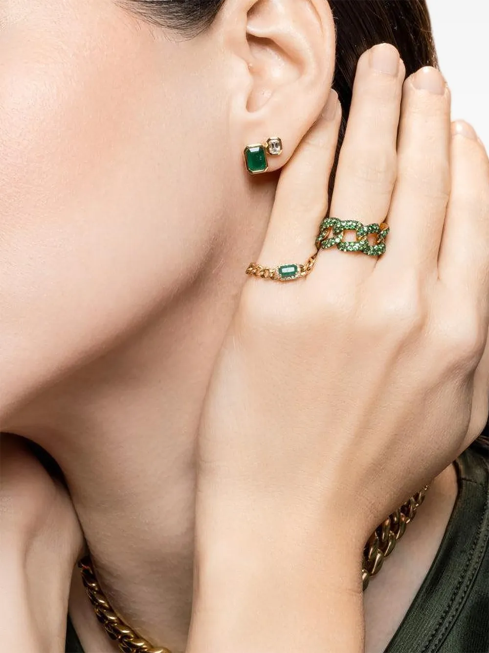  Shay Diamond Emerald Stud Earrings - Gold 