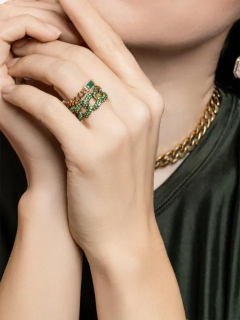 SHAY emerald rectangle link ring