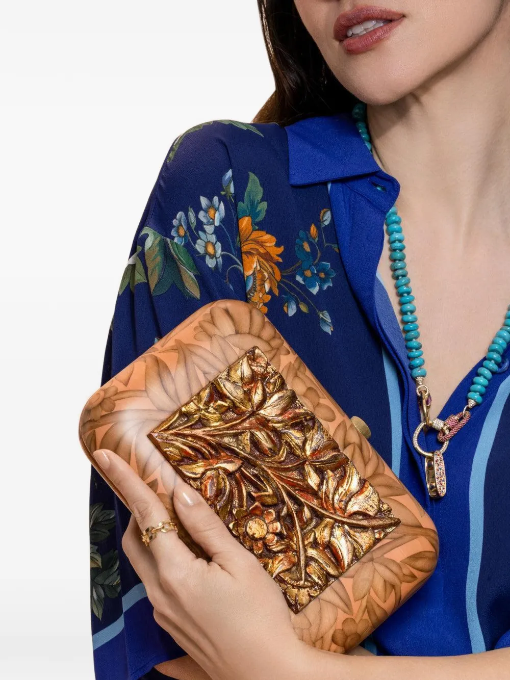  Silvia Furmanovich Agate Plaque Clutch - Brown 
