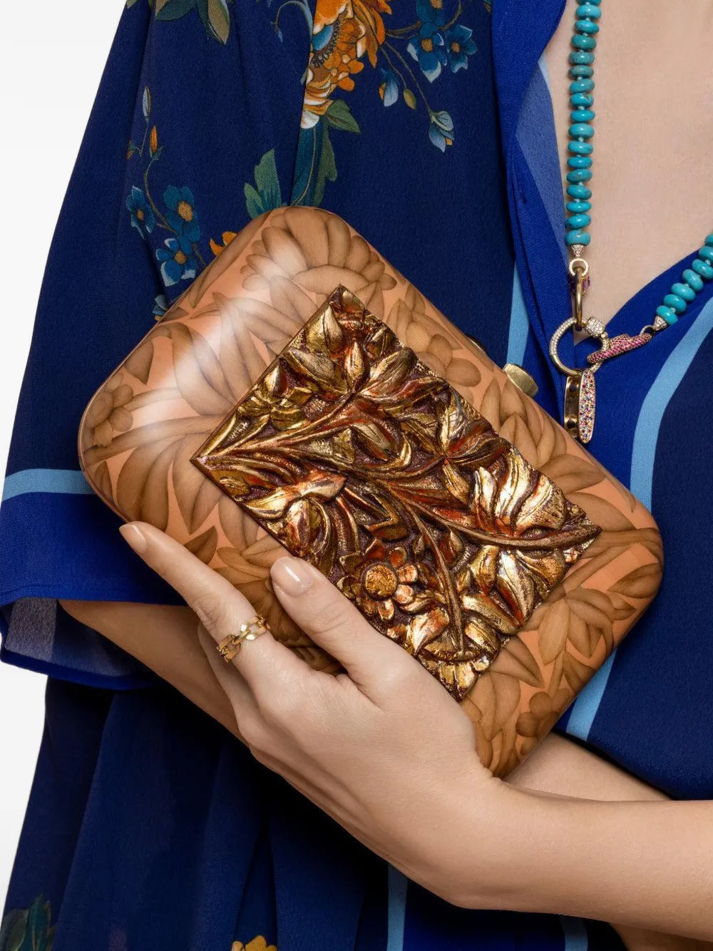  Silvia Furmanovich Agate Plaque Clutch - Brown 