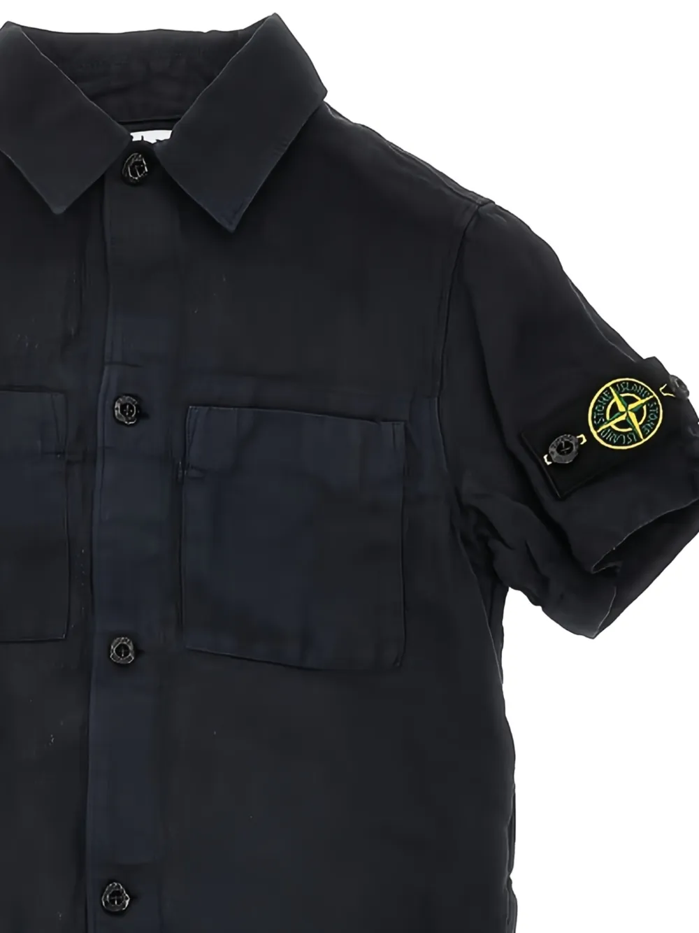 Stone Island Junior Shirt met Compass-badge en korte mouwen Zwart