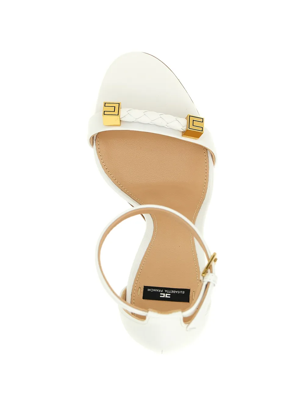 Elisabetta Franchi Leren sandalen met metalen detail Wit