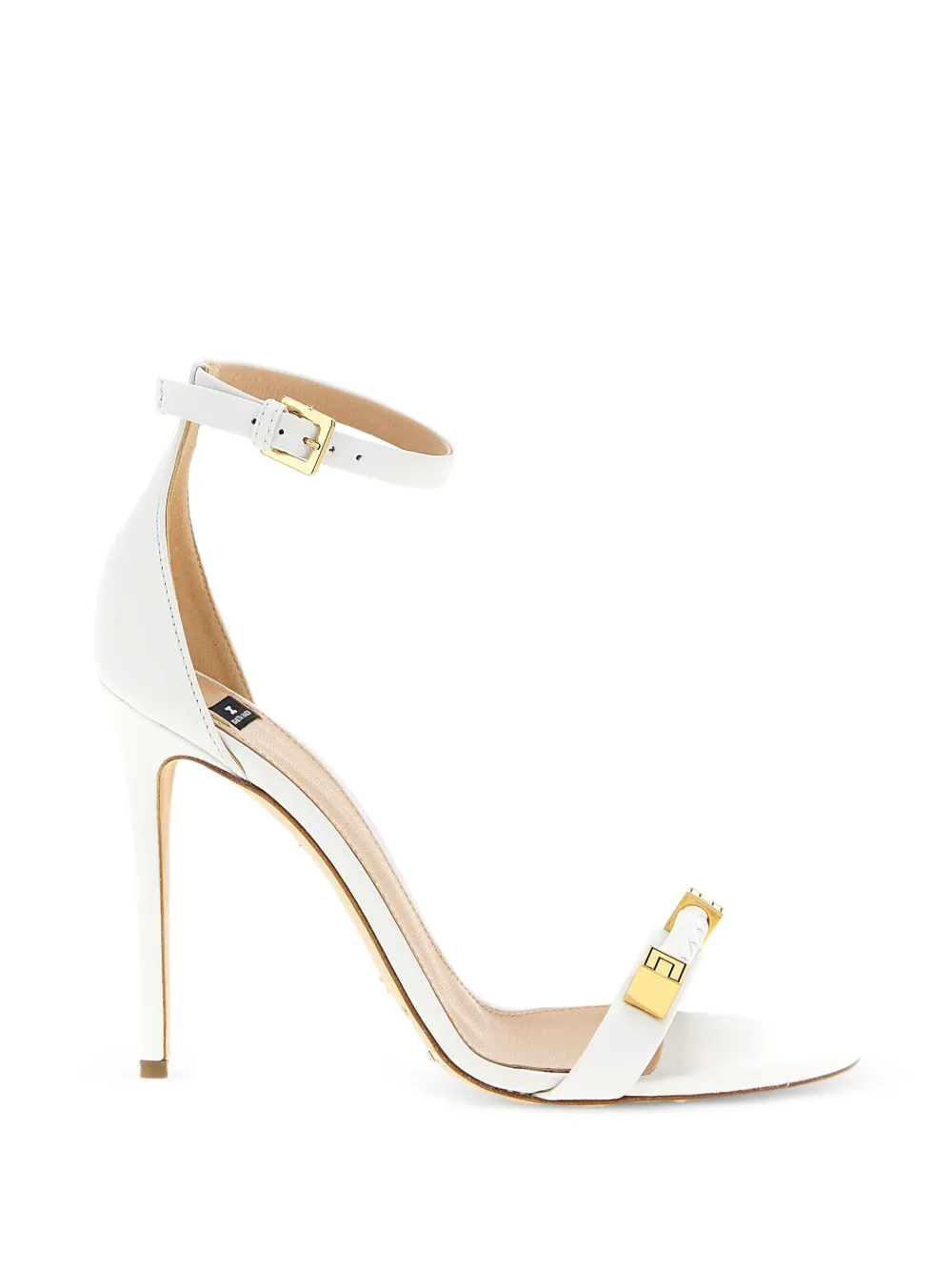 Elisabetta Franchi Leren sandalen met metalen detail Wit