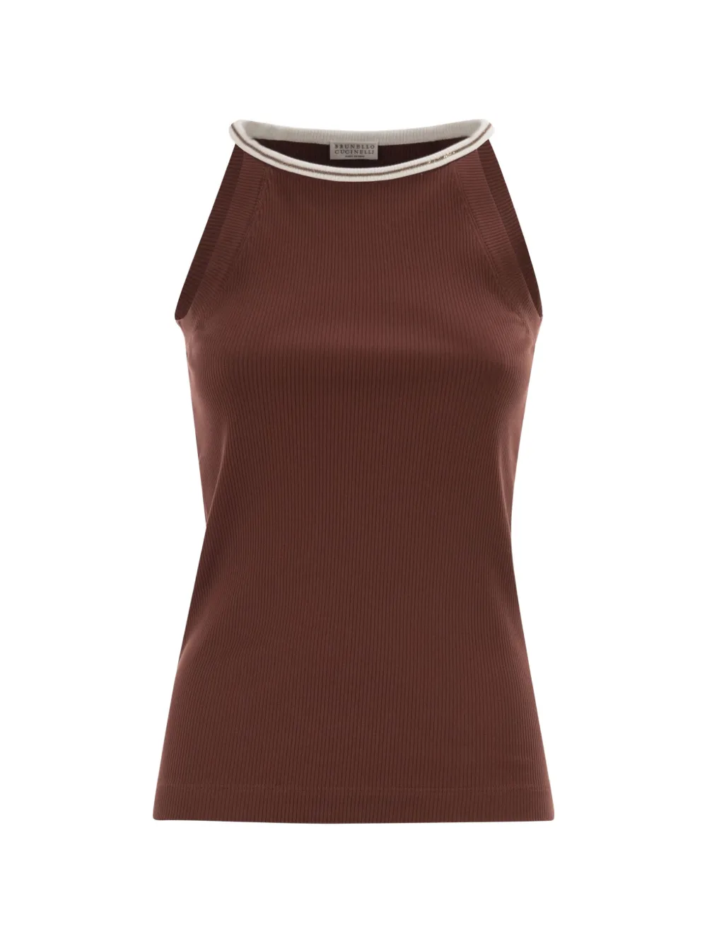 Brunello Cucinelli ribbed crew-neck tank top - Marrone
