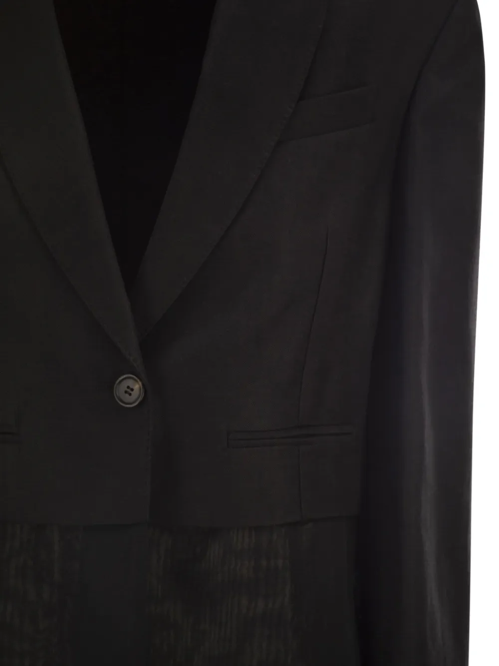 Transparent-Insert Single-Breasted Blazer