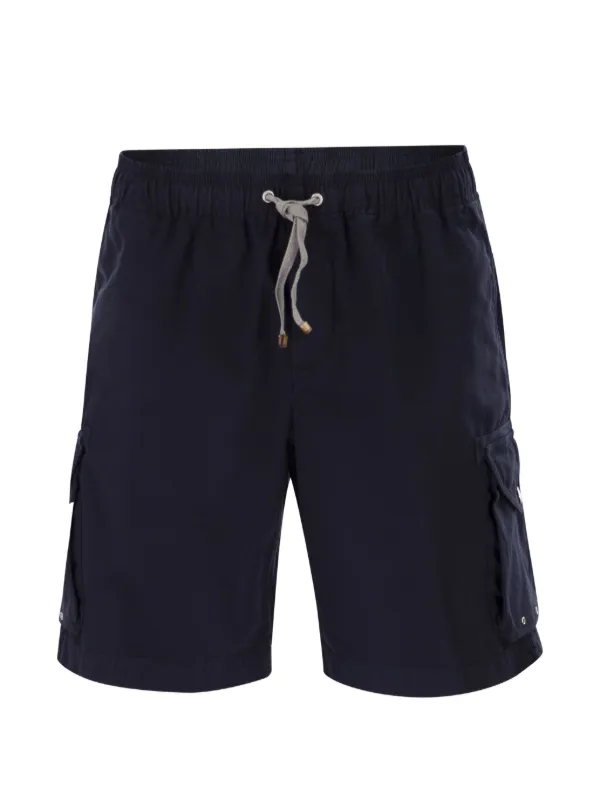 Brunello Cucinelli Drawstring Cargo Shorts in Blue