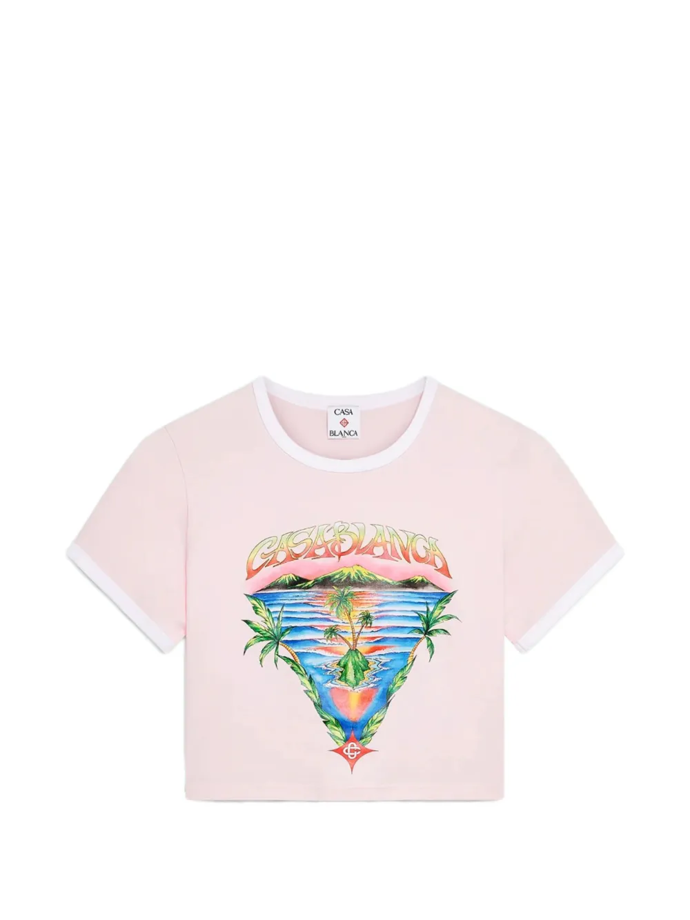 Casablanca graphic short-sleeve cropped T-shirt - Rosa