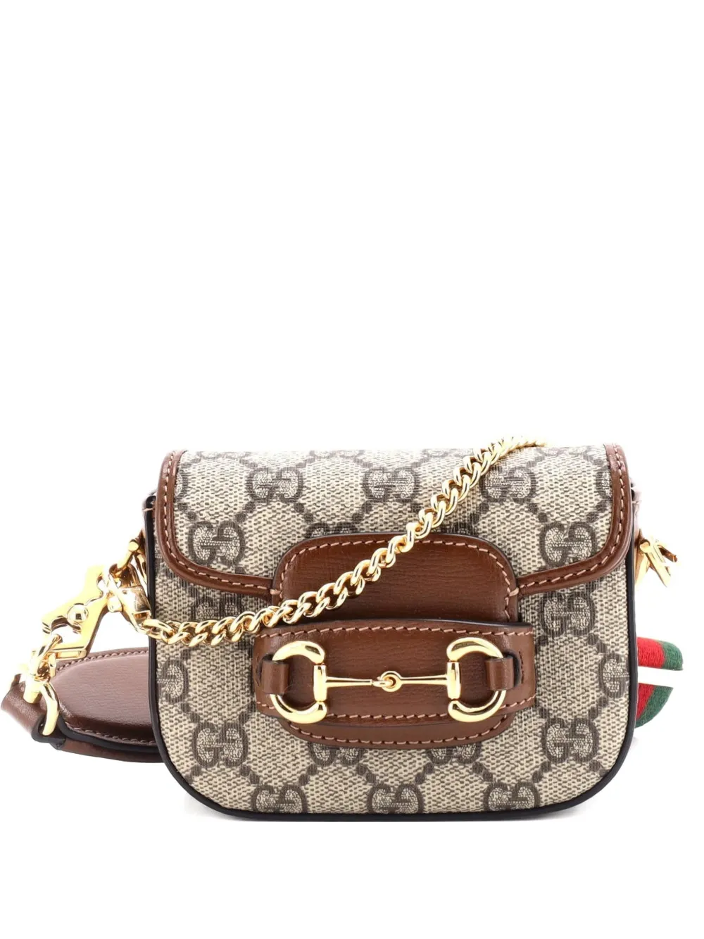 Gucci Pre-Owned Borsa a tracolla Horsebit 1955 in tela cerata GG con battente - Marrone