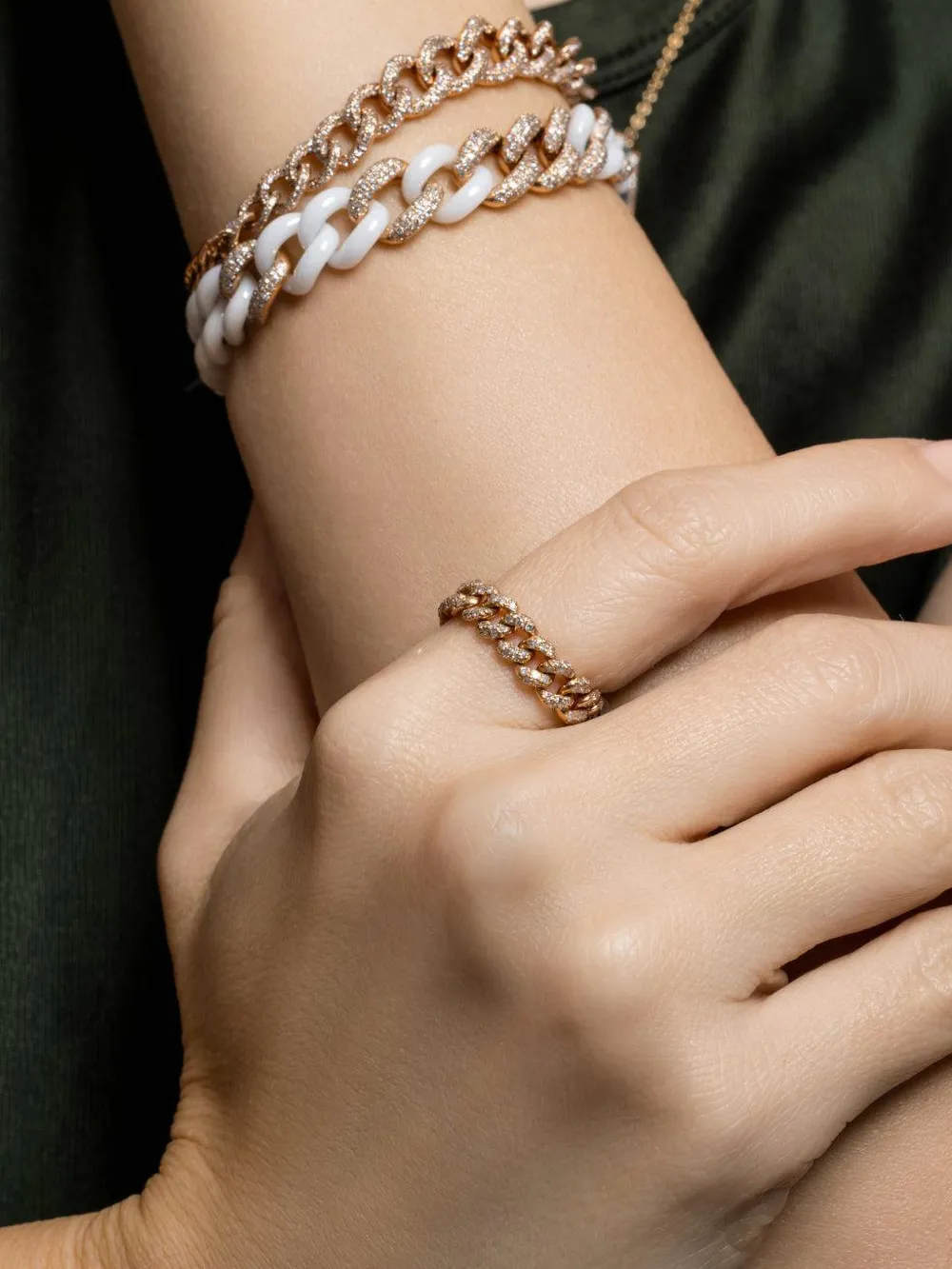 SHAY diamond link ring - Rosa