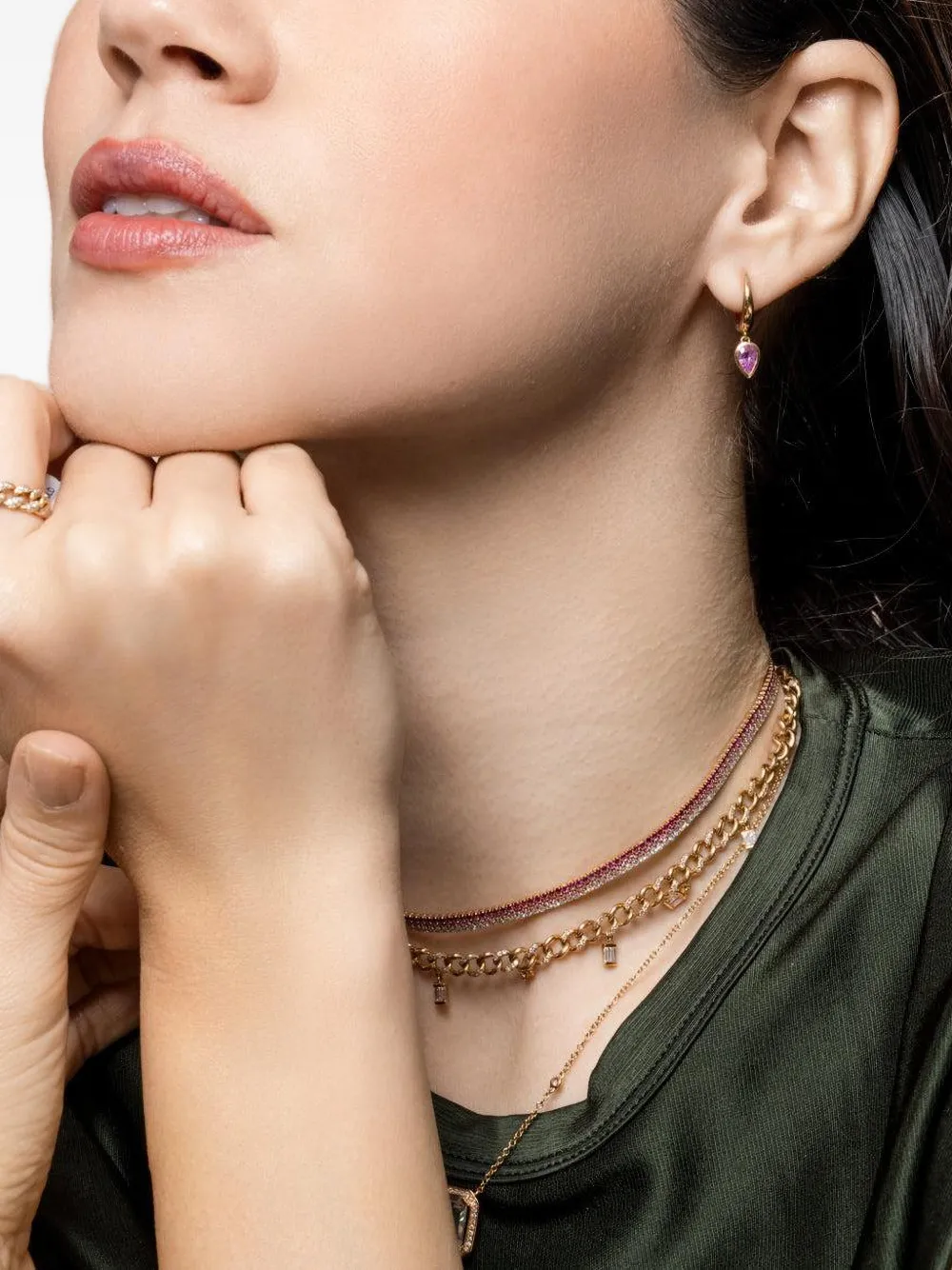  Shay Pink Sapphire Drop Earrings - Gold 