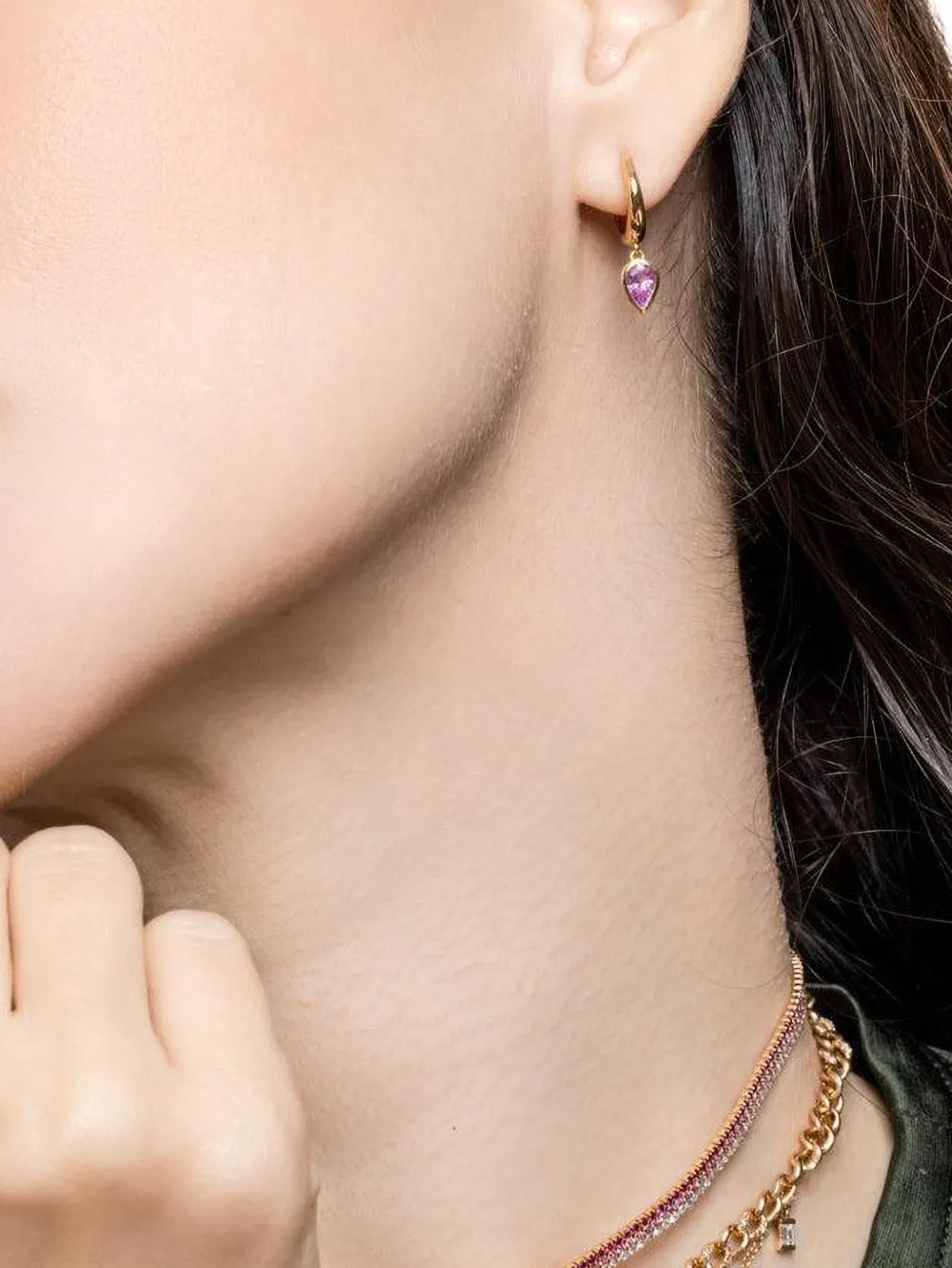  Shay Pink Sapphire Drop Earrings - Gold 