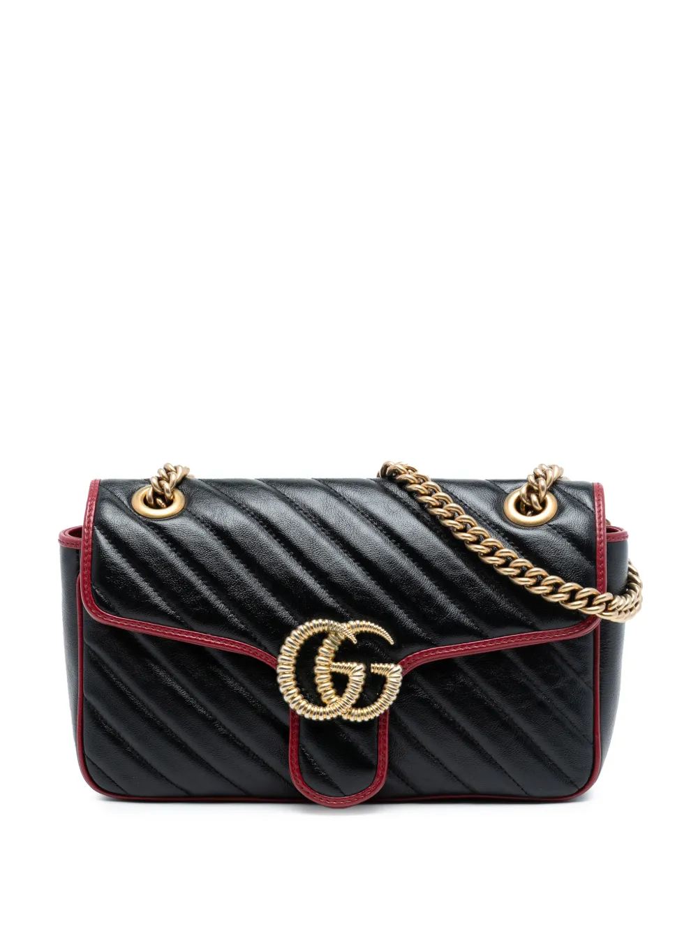Gucci Pre-Owned Borsa a spalla Torchon GG Marmont media in pelle matelassé con motivo laterale 2016-2025 - Nero