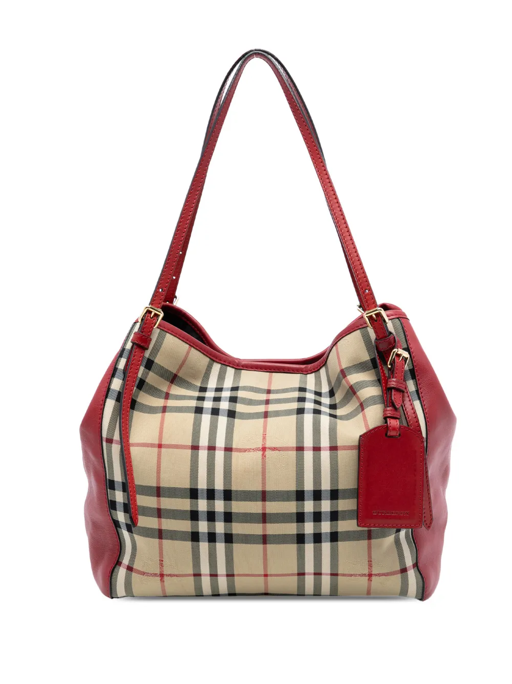 Burberry Pre-Owned Borsa tote piccola Canterbury in pelle e tela con motivo Haymarket Check 2000-2017 - Marrone