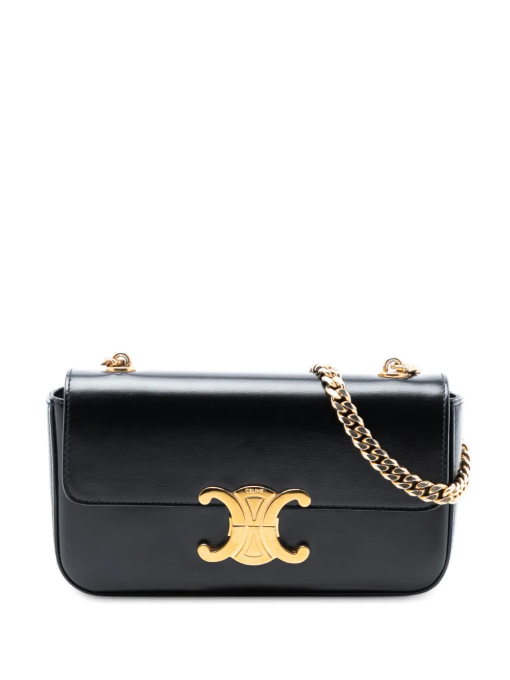 Celine Pre-Owned Borsa a spalla Claude in pelle di vitello con effetto lucido e catena 2022 - Nero