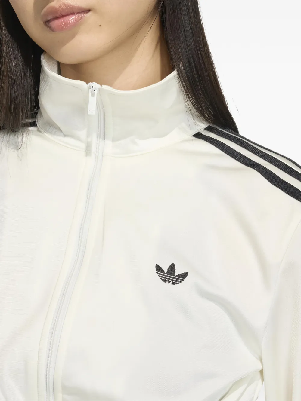  Adidas Firebird Stripe Shirred Top - Neutrals 
