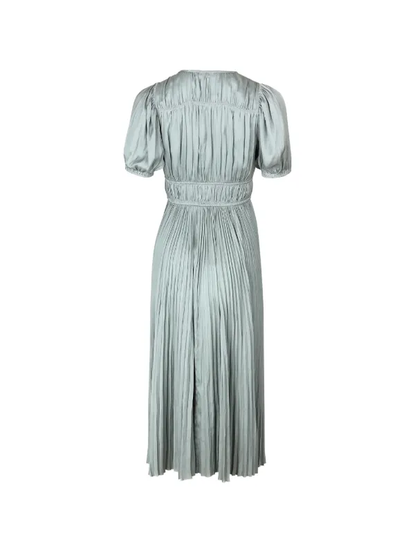 knee length dresses for ladies Sweetest Thing Yet Magenta Pink Textured Woven Pleated Midi Dress
