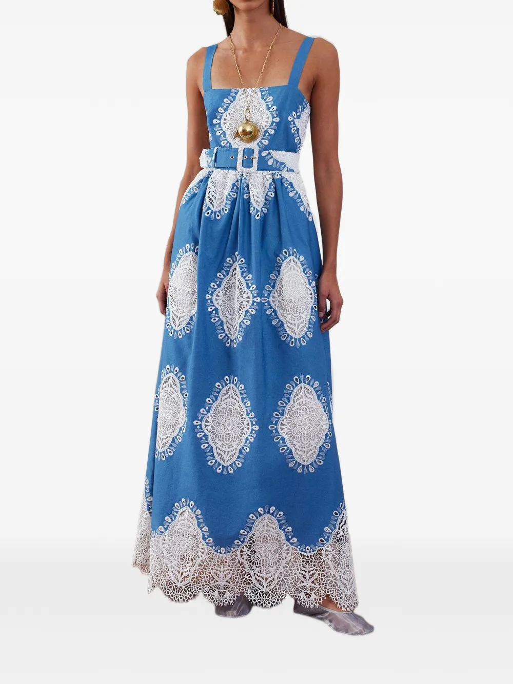 Nina Lace Belted Maxi Dress