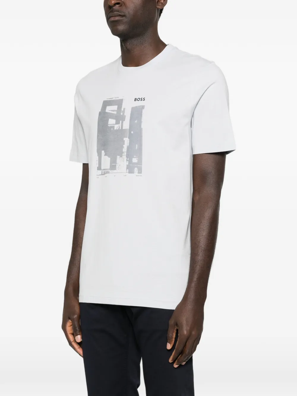 BOSS T-shirt met grafische print Grijs