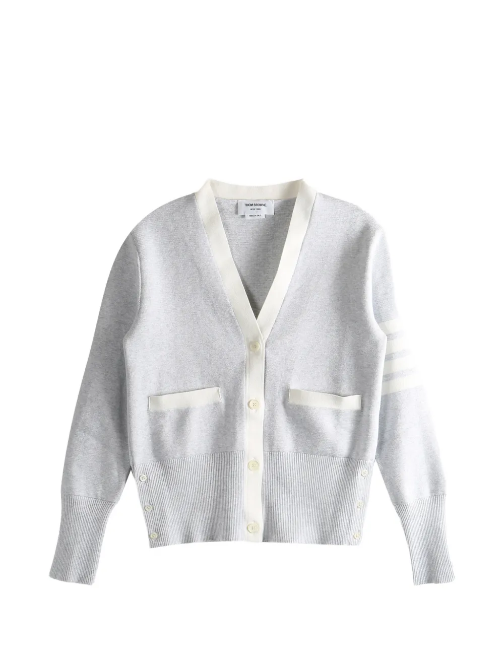 Thom Browne striped front-pocket cardigan - Grigio