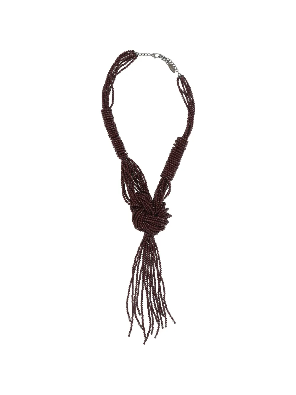 Brunello Cucinelli beaded knot-detail necklace - Rosso