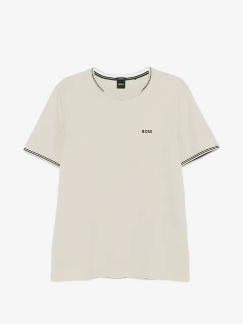BOSS stretch-cotton T-shirt with stripes and logo