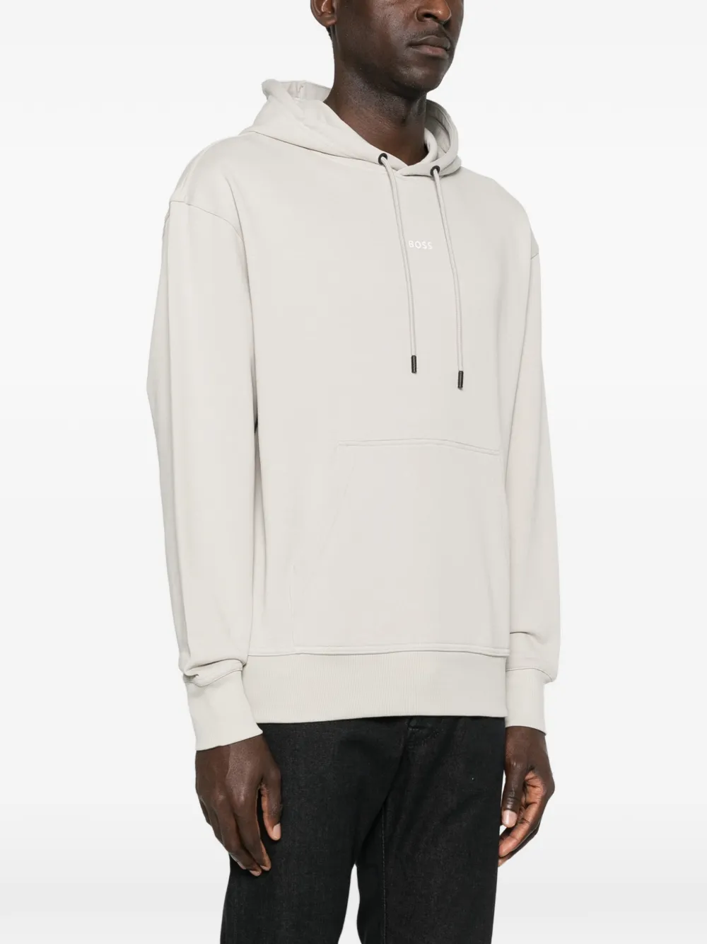  Boss Drawstring Logo-detail Hoodie - Neutrals 